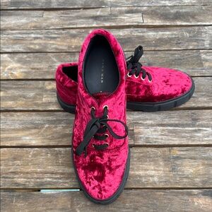 Zara Red Velvet Sneakers Casual Style